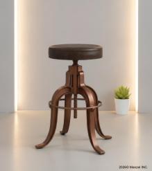 ADJUSTABLE HEIGHT IRON & LEATHER STOOL