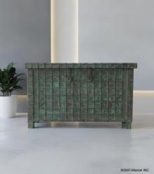 RECLAIMED DECORATIVE METAL TRUNK W/ OPENING LID