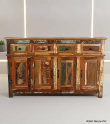 SOLID RECLAIMED TEAK WOOD SIDEBOARD 4 DOORS / 4 DRAWERS 