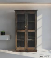 SOLID RECLAIMED TEAK WOOD & GLASS CABINET