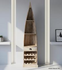 RECLAIMED WOOD BOAT NAUTICAL WINE RACK BOOKCASE W/ SHELVES