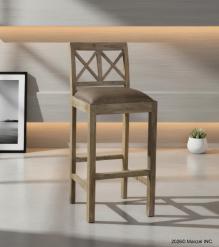 SOLID WOOD BAR STOOL W/ FULL HIDE LEATHER SEAT