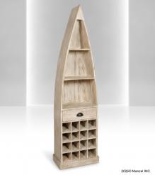 SOLID RECLAIMED TEAK BOAT WINE RACK W/ SHELVES