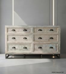 SOLID RECLAIMED TEAK WOOD 6 DRAWER DRESSER CHEST BUREAU SIDEBOARD