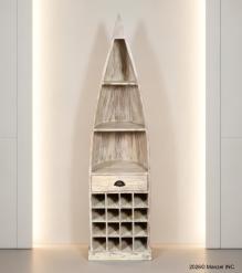 RECLAIMED WOOD BOAT NAUTICAL WINE RACK BOOKCASE W/ SHELVES