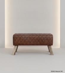 QUILTED GENUINE LEATHER STOOL BENCH