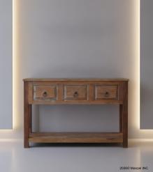 RECLAIMED TEAK CONSOLE TABLE WITH SHELF
