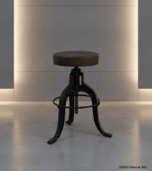 ADJUSTABLE HEIGHT IRON & LEATHER STOOL