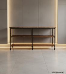 IRON & SOLID WOOD 3 SHELF CONSOLE