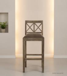 SOLID WOOD BAR STOOL W/ FULL HIDE LEATHER SEAT
