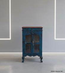 VINTAGE RECLAIMED TEAK & GLASS CABINET