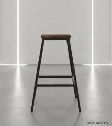 RECLAIMED WOOD AND IRON COUNTER STOOL