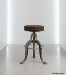 ADJUSTABLE HEIGHT IRON & LEATHER STOOL