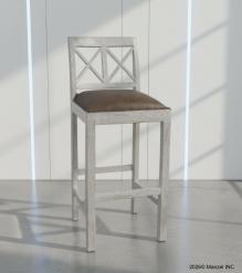 SOLID WOOD BAR STOOL W/ FULL HIDE LEATHER SEAT