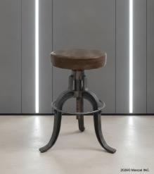 ADJUSTABLE HEIGHT IRON & LEATHER STOOL