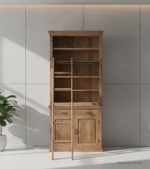 Wooden Book Case Almirah with Ladder 