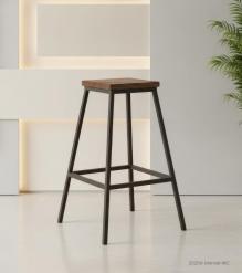 RECLAIMED WOOD AND IRON COUNTER STOOL