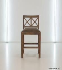 SOLID WOOD COUNTER STOOL W/ FULL HIDE LEATHER SEAT