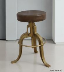 ADJUSTABLE HEIGHT IRON & LEATHER STOOL