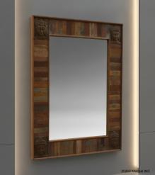 SOLID RECLAIMED WOOD FRAME W/ BRASS CASTINGS BUDDHA MIRROR