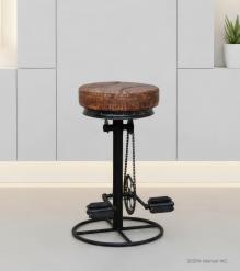 Round Iron & Leather Stool