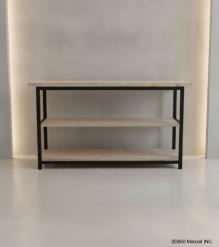 SOLID WOOD & IRON CONSOLE SHELVING UNIT