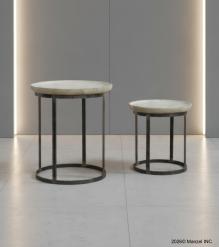 SET OF 2 STACKING SIDE TABLES WOOD & IRON