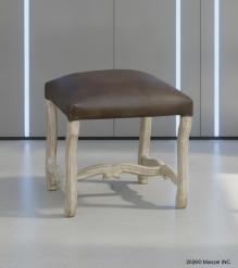 LEATHER & SOLID WOOD STOOL / DINING CHAIR