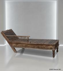 SOLID VINTAGE WOOD CHAISE LOUNGE CHAIR