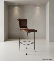 Leather & Iron Bar Stool Chair