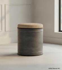 Round Upholstered Iron Stool