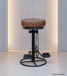 Round Iron & Leather Stool