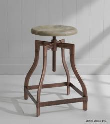 ADJUSTABLE HEIGHT METAL & WOOD STOOL