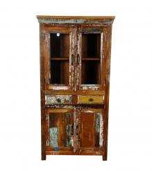 RECLAIMED TEAK WOOD & GLASS CABINET