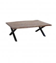 SOLID LIVE EDGE WOOD COFFEE TABLE W/ METAL BASE