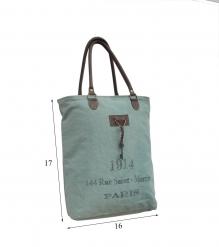 CANVAS & FULL HIDE LEATHER TOTE BAG