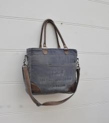 CANVAS & FULL HIDE LEATHER TOTE BAG