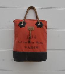 CANVAS & FULL HIDE LEATHER TOTE BAG