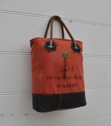 CANVAS & FULL HIDE LEATHER TOTE BAG
