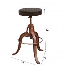 ADJUSTABLE HEIGHT IRON & LEATHER STOOL