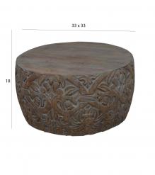 HAND CARVED SOLID WOOD ROUND COFFEE TABLE