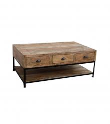 SOLID WOOD & IRON COFFEE TABLE