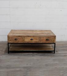 SOLID WOOD & IRON COFFEE TABLE