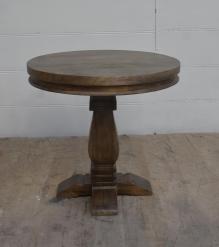 SOLID WOOD ROUND PEDESTAL END TABLE