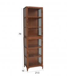 SOLID CARVED WOOD + METAL DOUBLE DOOR CABINET