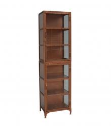 SOLID CARVED WOOD + METAL DOUBLE DOOR CABINET