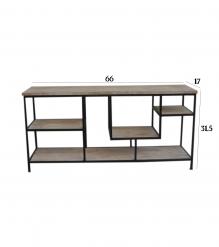 SOLID WOOD & IRON SHELVING UNIT