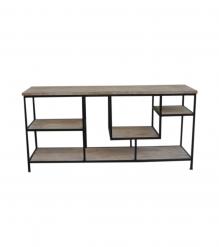 SOLID WOOD & IRON SHELVING UNIT