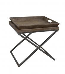 SOLID WOOD & IRON TRAY END TABLE