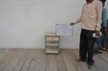 SOLID WOOD & IRON NIGHTSTAND / END TABLE